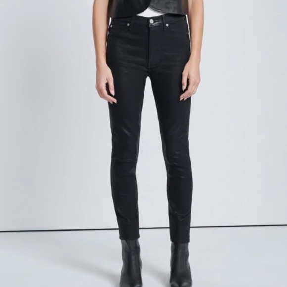 7 for all Mankind B(Air) High Waist Ankle Skinny In Coated Black - Picture 2 of 2